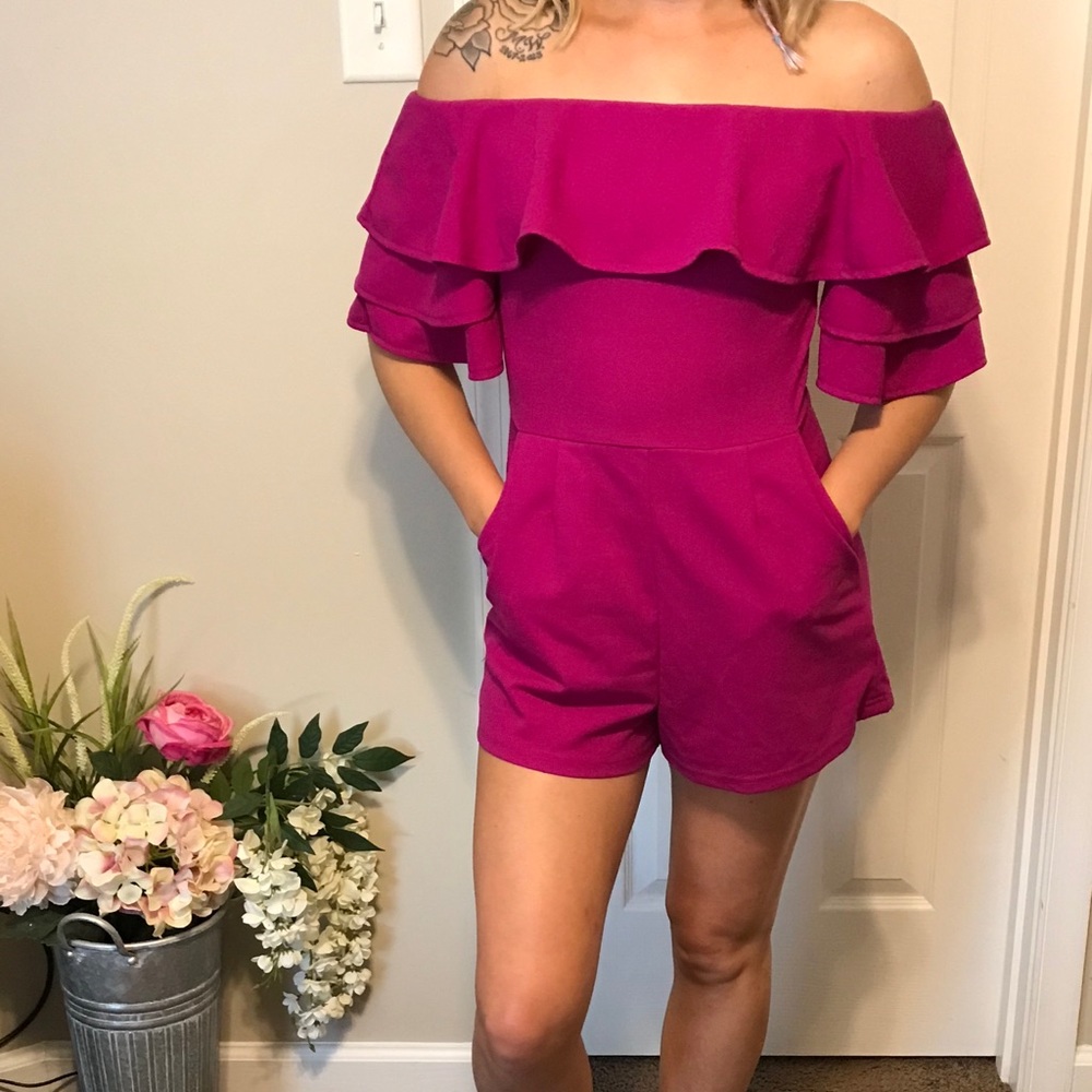 Off the shoulder dressy romper